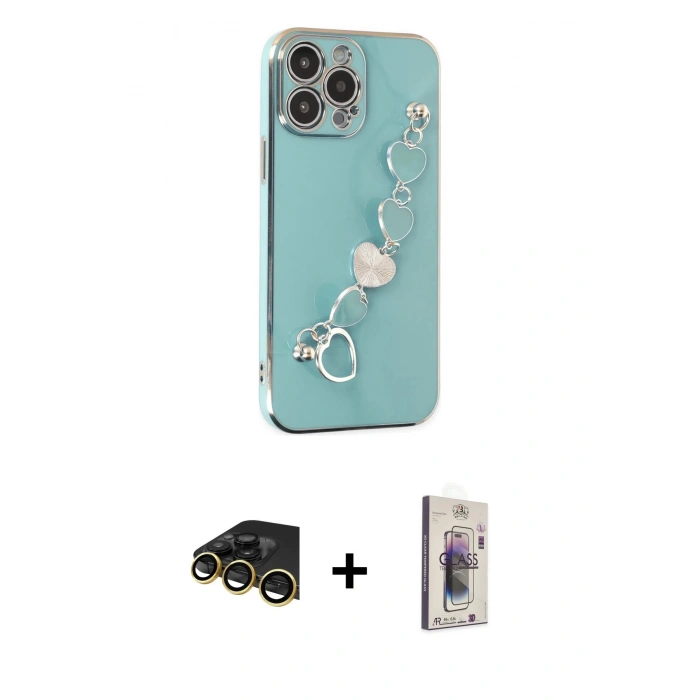 MARSİLYAN™- iPhone 13 Pro Max Kılıf Nova Işık Prime - Siyah Bilvis 3D Cam Ekran Koruyucu + Raze Metal Kamera Lens - GD