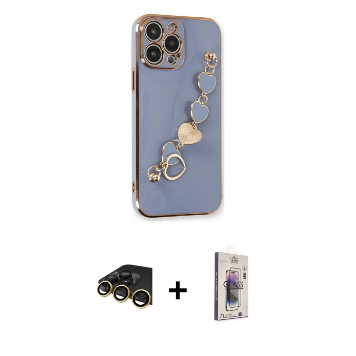 MARSİLYAN™- iPhone 13 Pro Max Kılıf Nova Işık Prime - Siyah Bilvis 3D Cam Ekran Koruyucu + Raze Metal Kamera Lens - GD