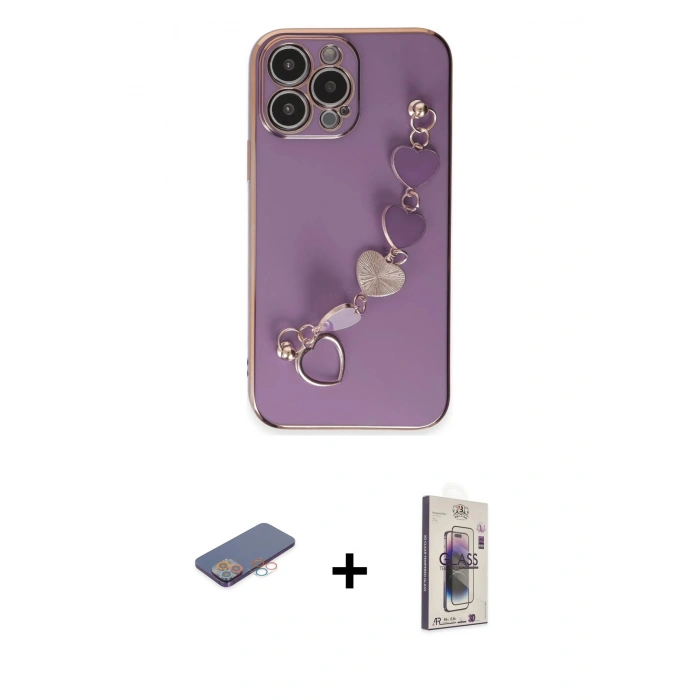 MARSİLYAN™- iPhone 13 Pro Max Kılıf Nova Işık Prime - Siyah Bilvis 3D Cam Ekran Koruyucu + Renkli Kamera Lens Koruma Cam - PE