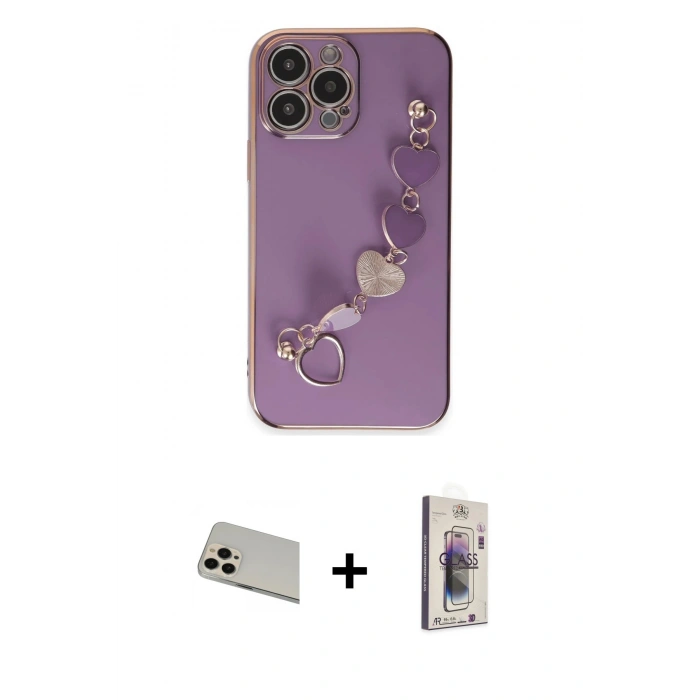 MARSİLYAN™- iPhone 13 Pro Max Kılıf Nova Işık Prime - Siyah Bilvis 3D Cam Ekran Koruyucu + Rose Gold Rainbow Kamera Lens Koruma Cam