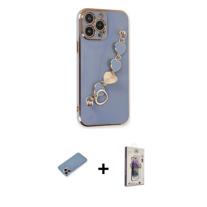 MARSİLYAN™- iPhone 13 Pro Max Kılıf Nova Işık Prime - Siyah Bilvis 3D Cam Ekran Koruyucu + Shine Kamera Lens Koruma Cam - PE