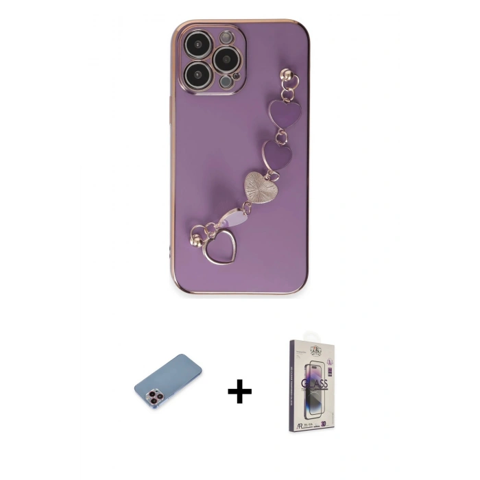 MARSİLYAN™- iPhone 13 Pro Max Kılıf Nova Işık Prime - Siyah Bilvis 3D Cam Ekran Koruyucu + Shine Kamera Lens Koruma Cam - PE