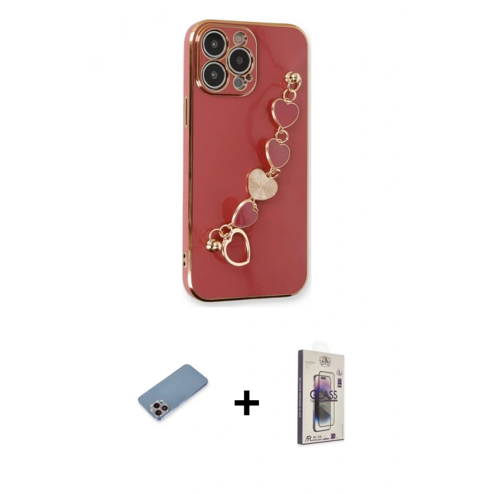 MARSİLYAN™- iPhone 13 Pro Max Kılıf Nova Işık Prime - Siyah Bilvis 3D Cam Ekran Koruyucu + Shine Kamera Lens Koruma Cam - PE