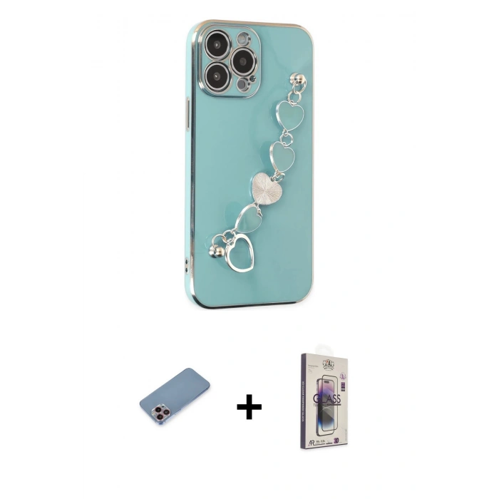 MARSİLYAN™- iPhone 13 Pro Max Kılıf Nova Işık Prime - Siyah Bilvis 3D Cam Ekran Koruyucu + Shine Kamera Lens Koruma Cam - PE