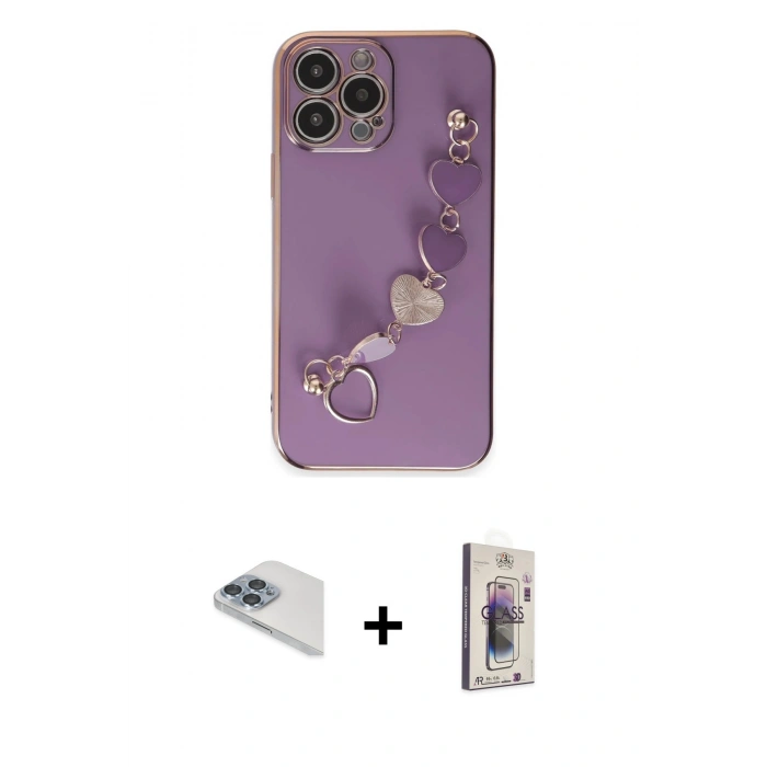 MARSİLYAN™- iPhone 13 Pro Max Kılıf Nova Işık Prime - Siyah Bilvis 3D Cam Ekran Koruyucu + Sierra Blue Pers Alüminyum Kamera Lens