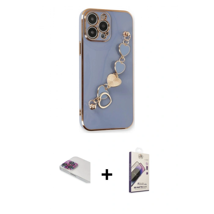 MARSİLYAN™- iPhone 13 Pro Max Kılıf Nova Işık Prime - Siyah Bilvis 3D Mat Cam Ekran Koruyucu + Pers Alüminyum Kamera Lens - GI