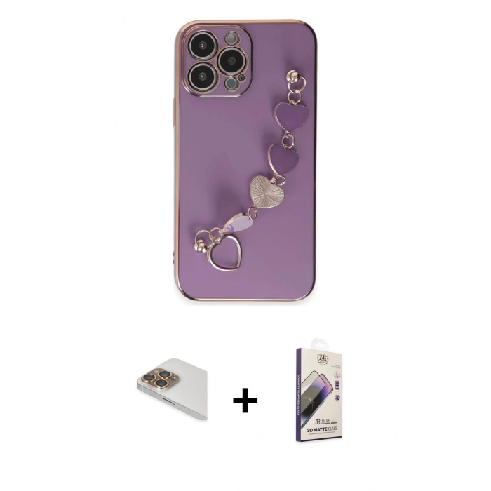 MARSİLYAN™- iPhone 13 Pro Max Kılıf Nova Işık Prime - Siyah Bilvis 3D Mat Cam Ekran Koruyucu + Pers Alüminyum Kamera Lens - GD