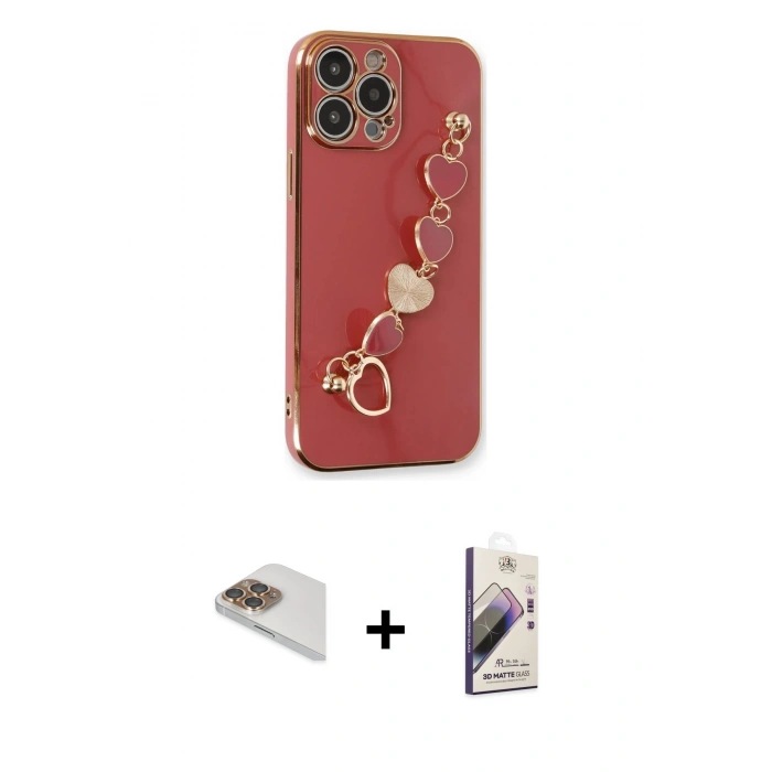MARSİLYAN™- iPhone 13 Pro Max Kılıf Nova Işık Prime - Siyah Bilvis 3D Mat Cam Ekran Koruyucu + Pers Alüminyum Kamera Lens - GD