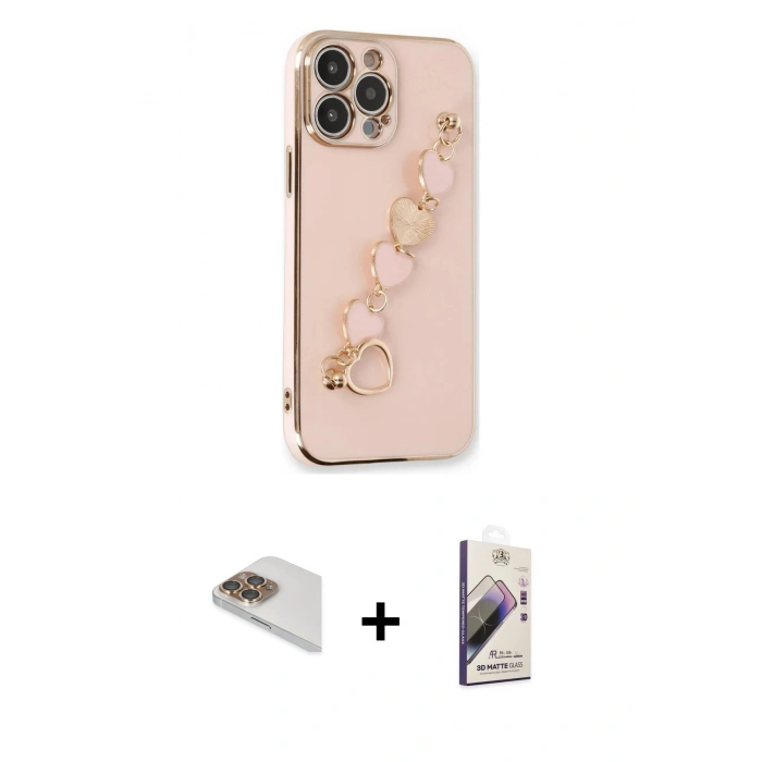 MARSİLYAN™- iPhone 13 Pro Max Kılıf Nova Işık Prime - Siyah Bilvis 3D Mat Cam Ekran Koruyucu + Pers Alüminyum Kamera Lens - GD