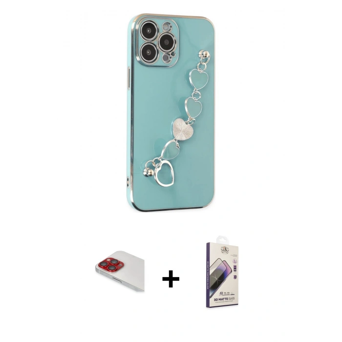 MARSİLYAN™- iPhone 13 Pro Max Kılıf Nova Işık Prime - Siyah Bilvis 3D Mat Cam Ekran Koruyucu + Pers Alüminyum Kamera Lens - KI