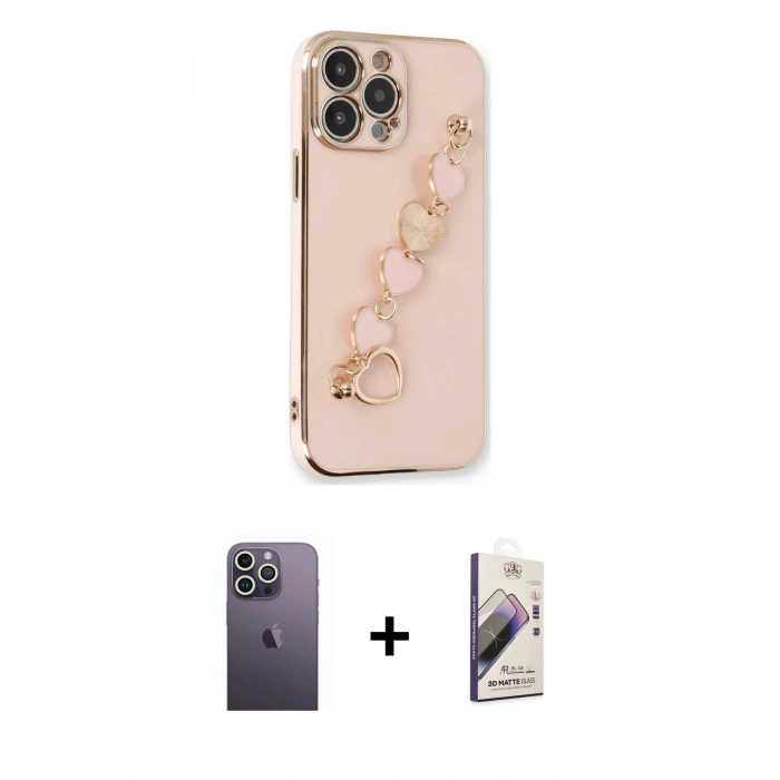 MARSİLYAN™- iPhone 13 Pro Max Kılıf Nova Işık Prime - Siyah Bilvis 3D Mat Cam Ekran Koruyucu + Neon Fosforlu Kamera Lens - BZ