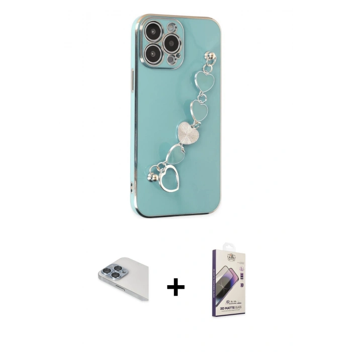 MARSİLYAN™- iPhone 13 Pro Max Kılıf Nova Işık Prime - Siyah Bilvis 3D Mat Cam Ekran Koruyucu + Pers Alüminyum Kamera Lens - SABE