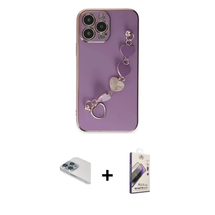 MARSİLYAN™- iPhone 13 Pro Max Kılıf Nova Işık Prime - Siyah Bilvis 3D Mat Cam Ekran Koruyucu + Pers Alüminyum Kamera Lens - SABE