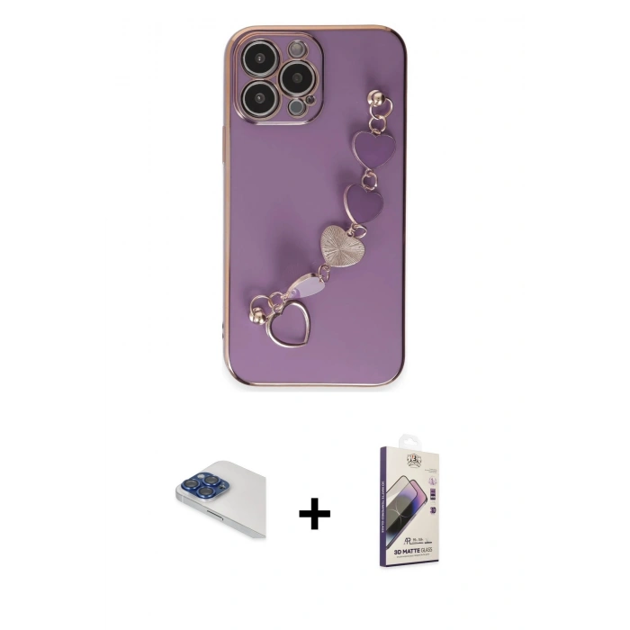 MARSİLYAN™- iPhone 13 Pro Max Kılıf Nova Işık Prime - Siyah Bilvis 3D Mat Cam Ekran Koruyucu + Pers Alüminyum Kamera Lens - LT