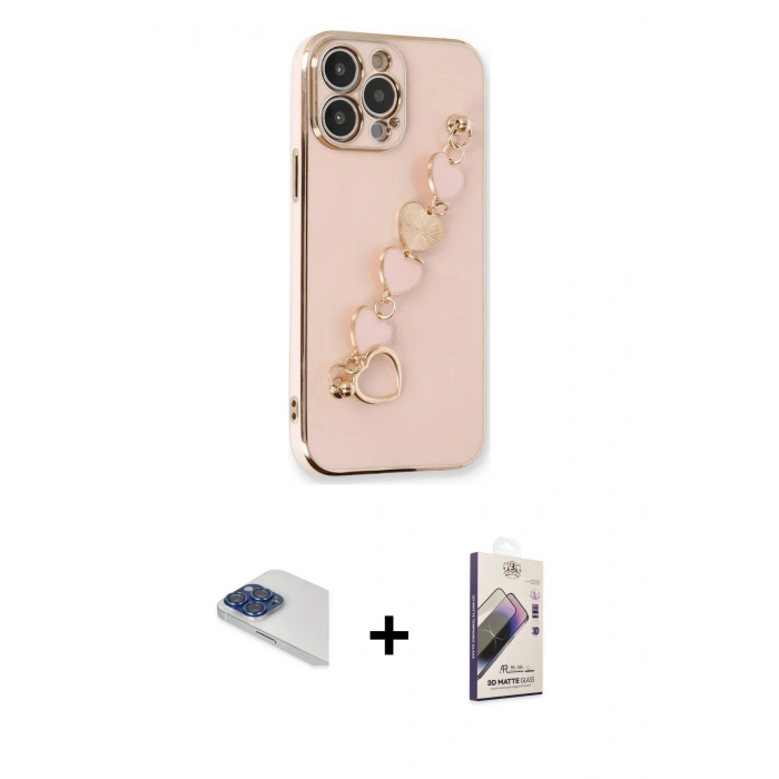 MARSİLYAN™- iPhone 13 Pro Max Kılıf Nova Işık Prime - Siyah Bilvis 3D Mat Cam Ekran Koruyucu + Pers Alüminyum Kamera Lens - LT