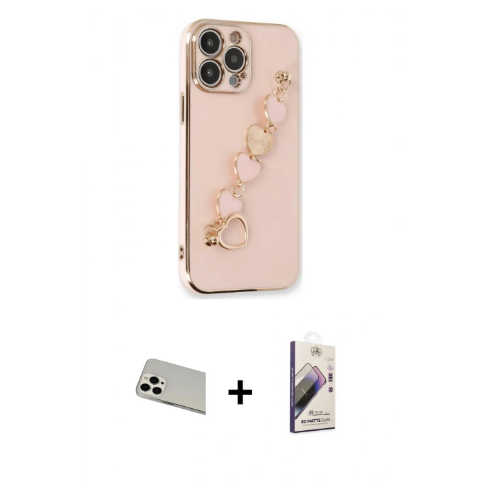 MARSİLYAN™- iPhone 13 Pro Max Kılıf Nova Işık Prime - Siyah Bilvis 3D Mat Cam Ekran Koruyucu + Rainbow Kamera Lens Koruma Cam - BZ