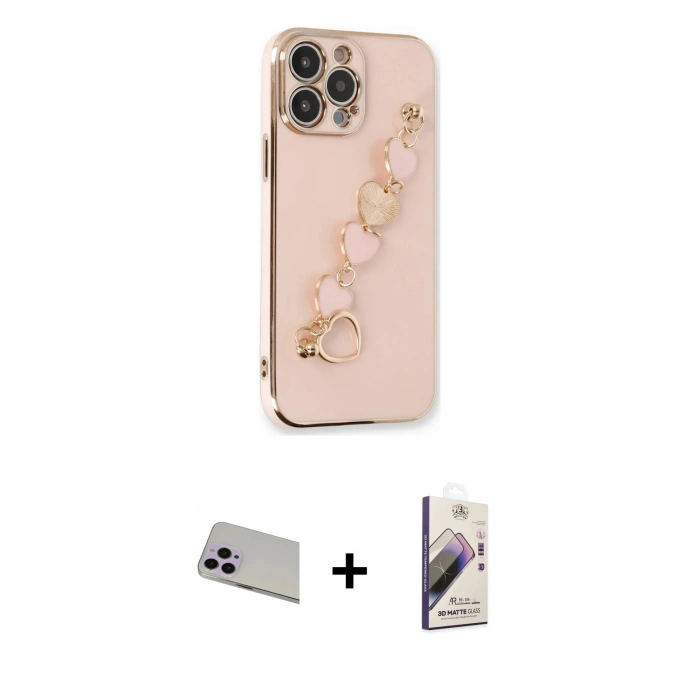 MARSİLYAN™- iPhone 13 Pro Max Kılıf Nova Işık Prime - Siyah Bilvis 3D Mat Cam Ekran Koruyucu + Rainbow Kamera Lens Koruma Cam - MR