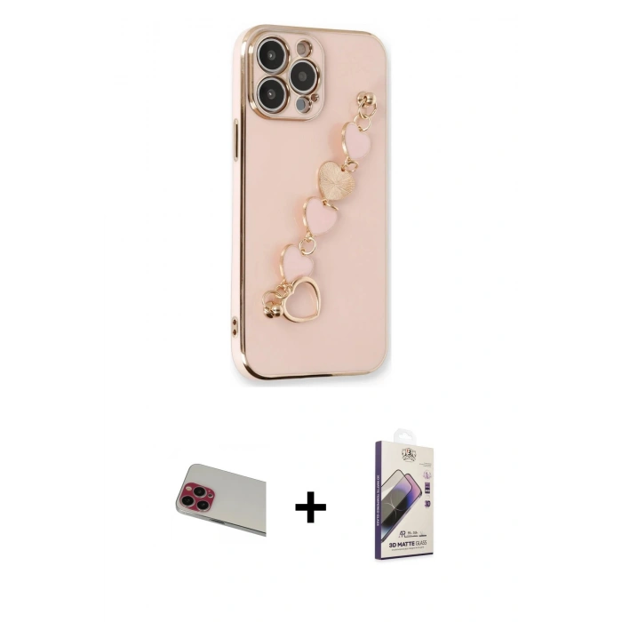 MARSİLYAN™- iPhone 13 Pro Max Kılıf Nova Işık Prime - Siyah Bilvis 3D Mat Cam Ekran Koruyucu + Rainbow Kamera Lens Koruma Cam - KI
