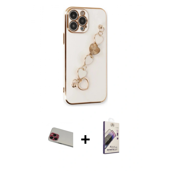 MARSİLYAN™- iPhone 13 Pro Max Kılıf Nova Işık Prime - Siyah Bilvis 3D Mat Cam Ekran Koruyucu + Rainbow Kamera Lens Koruma Cam - KI