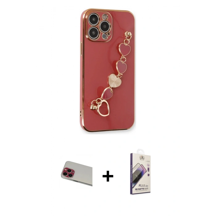MARSİLYAN™- iPhone 13 Pro Max Kılıf Nova Işık Prime - Siyah Bilvis 3D Mat Cam Ekran Koruyucu + Rainbow Kamera Lens Koruma Cam - KI