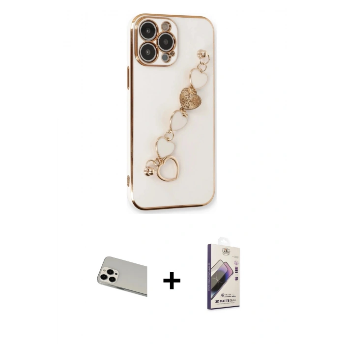 MARSİLYAN™- iPhone 13 Pro Max Kılıf Nova Işık Prime - Siyah Bilvis 3D Mat Cam Ekran Koruyucu + Rainbow Kamera Lens Koruma Cam - BZ