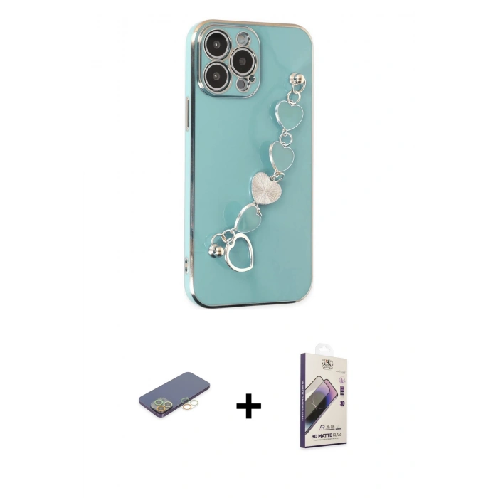 MARSİLYAN™- iPhone 13 Pro Max Kılıf Nova Işık Prime - Siyah Bilvis 3D Mat Cam Ekran Koruyucu + Renkli Kamera Lens Koruma Cam - SI