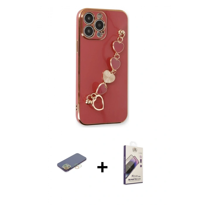 MARSİLYAN™- iPhone 13 Pro Max Kılıf Nova Işık Prime - Siyah Bilvis 3D Mat Cam Ekran Koruyucu + Renkli Kamera Lens Koruma Cam - SI