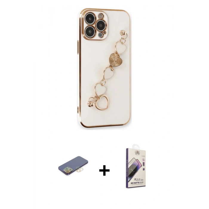 MARSİLYAN™- iPhone 13 Pro Max Kılıf Nova Işık Prime - Siyah Bilvis 3D Mat Cam Ekran Koruyucu + Renkli Kamera Lens Koruma Cam - SI