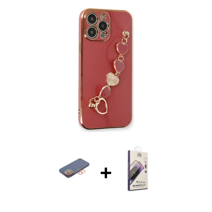 MARSİLYAN™- iPhone 13 Pro Max Kılıf Nova Işık Prime - Siyah Bilvis 3D Mat Cam Ekran Koruyucu + Renkli Kamera Lens Koruma Cam - TU