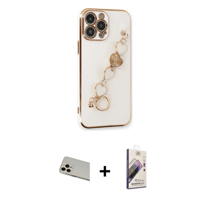 MARSİLYAN™- iPhone 13 Pro Max Kılıf Nova Işık Prime - Siyah Bilvis 3D Mat Cam Ekran Koruyucu + Rainbow Kamera Lens Koruma Cam - REGD