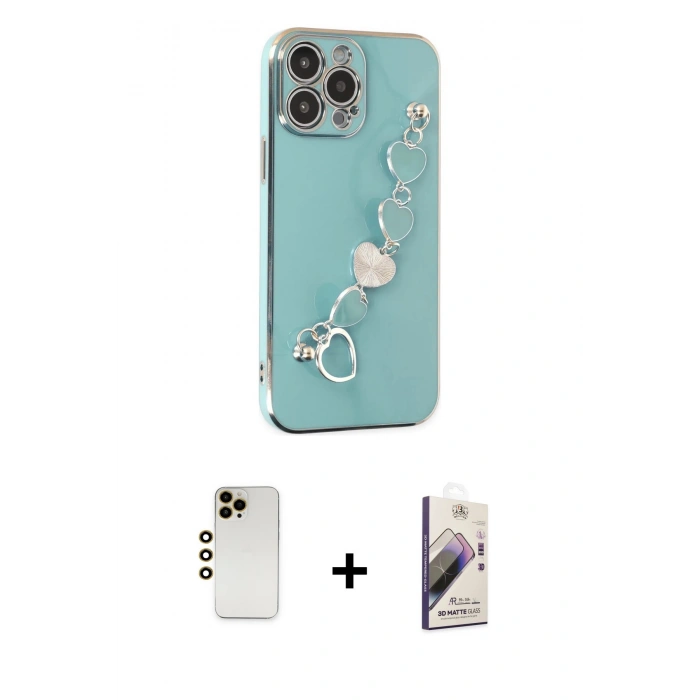 MARSİLYAN™- iPhone 13 Pro Max Kılıf Nova Işık Prime - Siyah Bilvis 3D Mat Cam Ekran Koruyucu + Shine Kamera Lens - GD