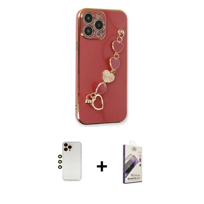 MARSİLYAN™- iPhone 13 Pro Max Kılıf Nova Işık Prime - Siyah Bilvis 3D Mat Cam Ekran Koruyucu + Shine Kamera Lens - GD