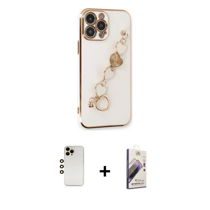 MARSİLYAN™- iPhone 13 Pro Max Kılıf Nova Işık Prime - Siyah Bilvis 3D Mat Cam Ekran Koruyucu + Shine Kamera Lens - GD