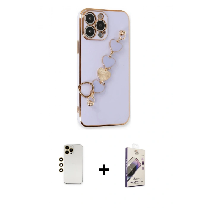 MARSİLYAN™- iPhone 13 Pro Max Kılıf Nova Işık Prime - Siyah Bilvis 3D Mat Cam Ekran Koruyucu + Shine Kamera Lens - GD