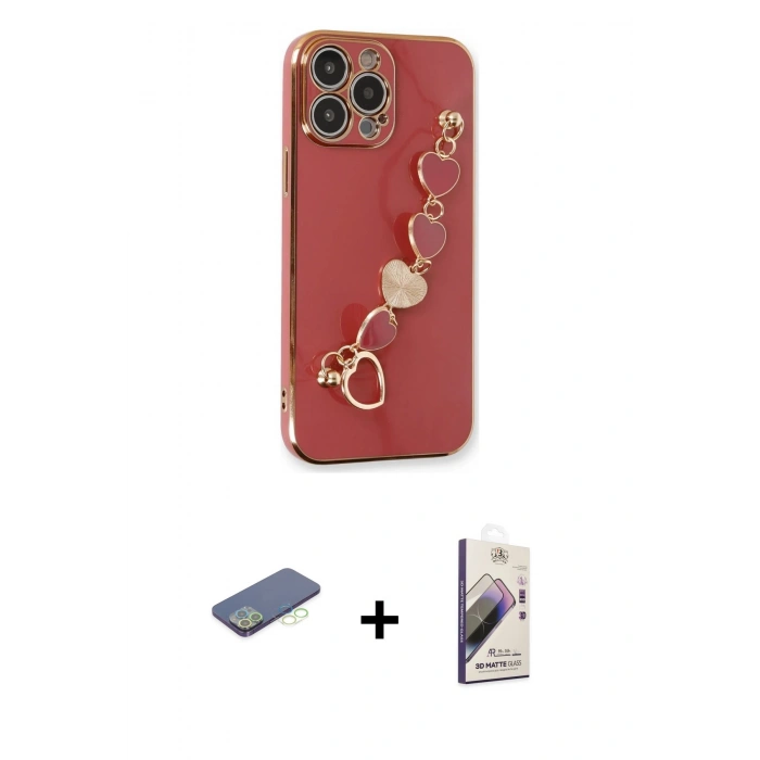 MARSİLYAN™- iPhone 13 Pro Max Kılıf Nova Işık Prime - Siyah Bilvis 3D Mat Cam Ekran Koruyucu + Yeşil Renkli Kamera Lens Koruma Cam