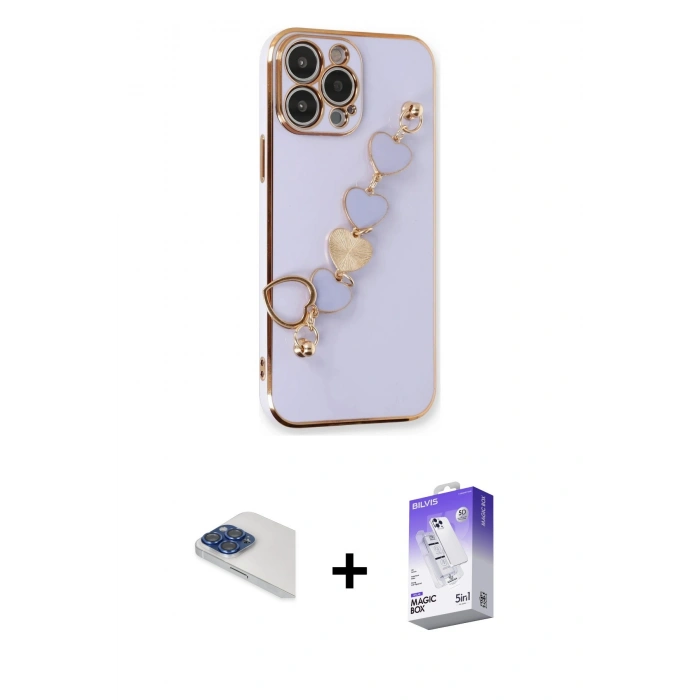 MARSİLYAN™- iPhone 13 Pro Max Kılıf Nova Işık Prime - Siyah Bilvis 5in1 3D Magic Cam Ekran Koruyucu + Pers Alüminyum Kamera Lens - LT