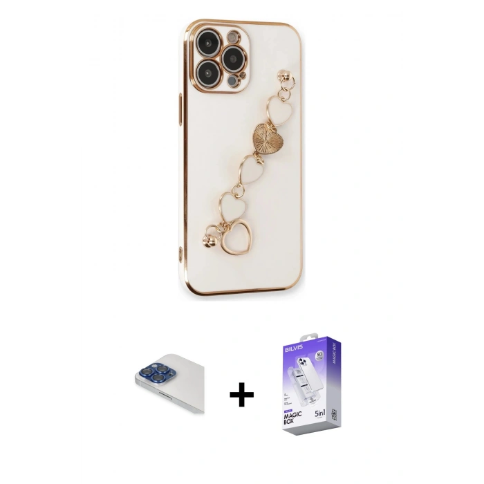 MARSİLYAN™- iPhone 13 Pro Max Kılıf Nova Işık Prime - Siyah Bilvis 5in1 3D Magic Cam Ekran Koruyucu + Pers Alüminyum Kamera Lens - LT