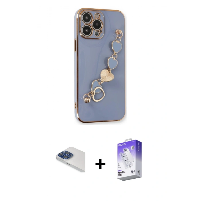 MARSİLYAN™- iPhone 13 Pro Max Kılıf Nova Işık Prime - Siyah Bilvis 5in1 3D Magic Cam Ekran Koruyucu + Pers Alüminyum Kamera Lens - LT