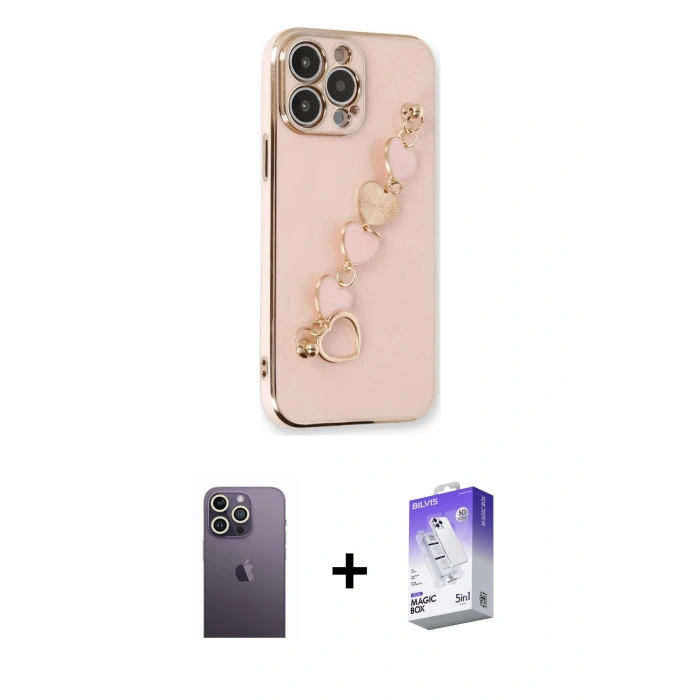MARSİLYAN™- iPhone 13 Pro Max Kılıf Nova Işık Prime - Siyah Bilvis 5in1 3D Magic Cam Ekran Koruyucu + Neon Fosforlu Kamera Lens - BZ