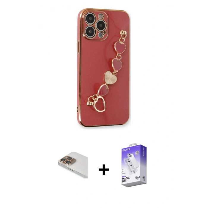 MARSİLYAN™- iPhone 13 Pro Max Kılıf Nova Işık Prime - Siyah Bilvis 5in1 3D Magic Cam Ekran Koruyucu + Pers Alüminyum Kamera Lens - GD