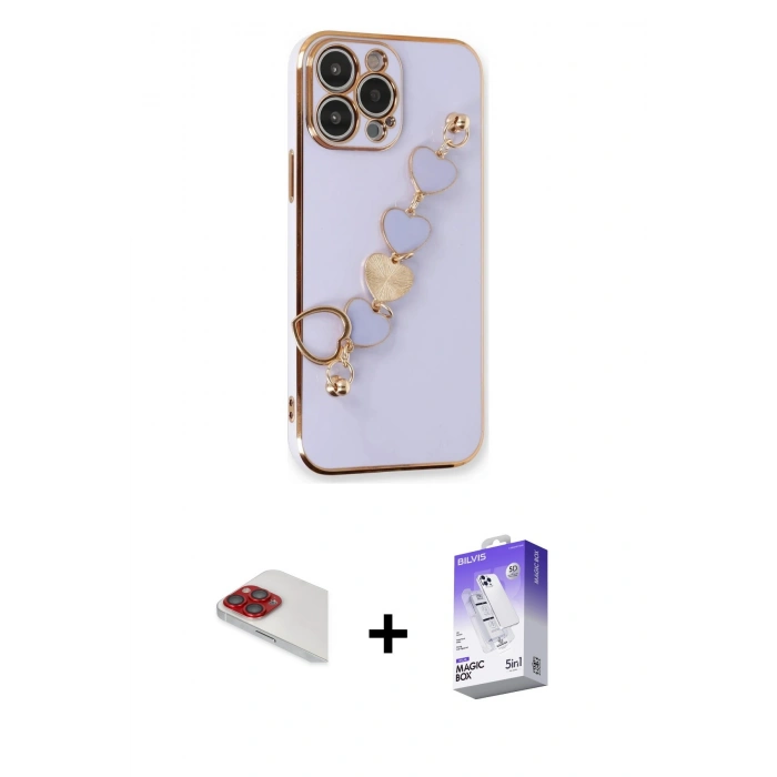MARSİLYAN™- iPhone 13 Pro Max Kılıf Nova Işık Prime - Siyah Bilvis 5in1 3D Magic Cam Ekran Koruyucu + Pers Alüminyum Kamera Lens - KI