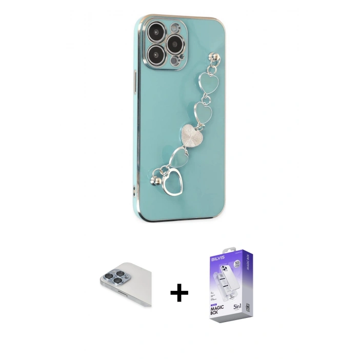 MARSİLYAN™- iPhone 13 Pro Max Kılıf Nova Işık Prime - Siyah Bilvis 5in1 3D Magic Cam Ekran Koruyucu + Pers Alüminyum Kamera Lens - SABE