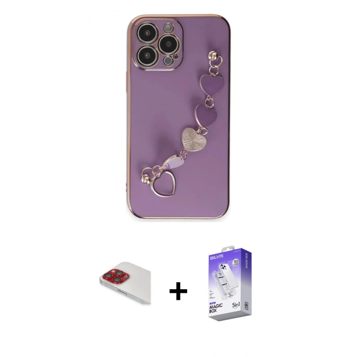 MARSİLYAN™- iPhone 13 Pro Max Kılıf Nova Işık Prime - Siyah Bilvis 5in1 3D Magic Cam Ekran Koruyucu + Pers Alüminyum Kamera Lens - KI