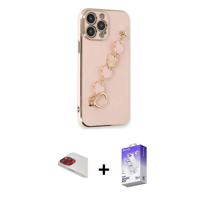 MARSİLYAN™- iPhone 13 Pro Max Kılıf Nova Işık Prime - Siyah Bilvis 5in1 3D Magic Cam Ekran Koruyucu + Pers Alüminyum Kamera Lens - KI
