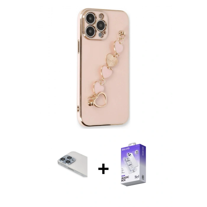 MARSİLYAN™- iPhone 13 Pro Max Kılıf Nova Işık Prime - Siyah Bilvis 5in1 3D Magic Cam Ekran Koruyucu + Pers Alüminyum Kamera Lens - SABE