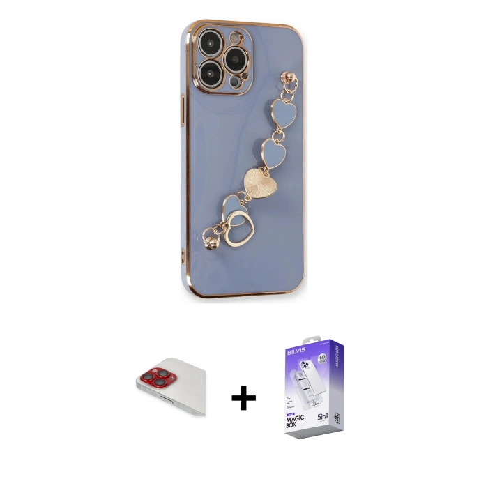 MARSİLYAN™- iPhone 13 Pro Max Kılıf Nova Işık Prime - Siyah Bilvis 5in1 3D Magic Cam Ekran Koruyucu + Pers Alüminyum Kamera Lens - KI