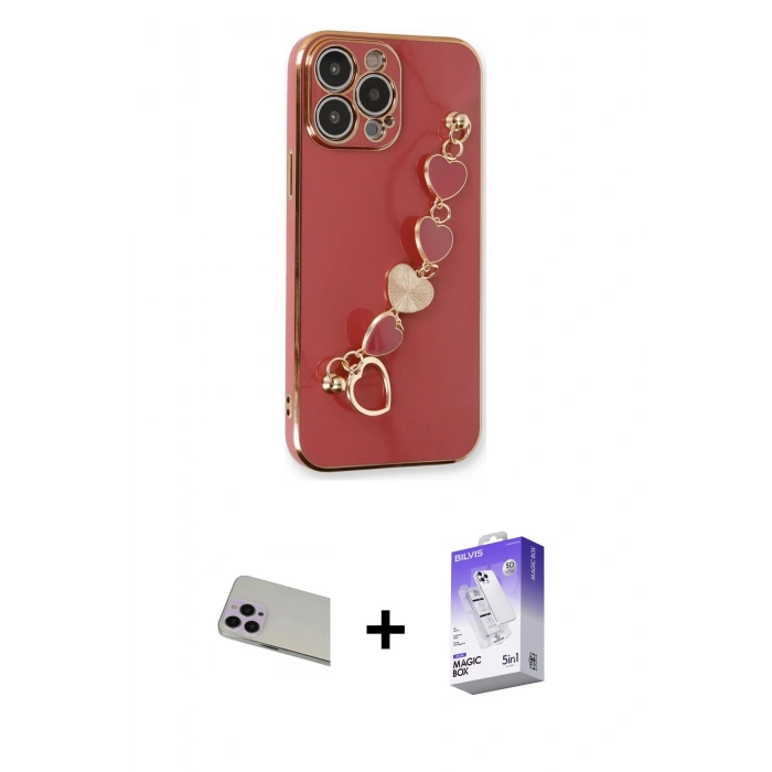 MARSİLYAN™- iPhone 13 Pro Max Kılıf Nova Işık Prime - Siyah Bilvis 5in1 3D Magic Cam Ekran Koruyucu + Rainbow Kamera Lens Koruma Cam - MR