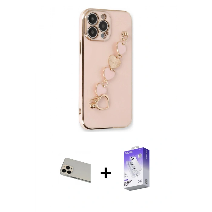 MARSİLYAN™- iPhone 13 Pro Max Kılıf Nova Işık Prime - Siyah Bilvis 5in1 3D Magic Cam Ekran Koruyucu + Rainbow Kamera Lens Koruma Cam - REGD