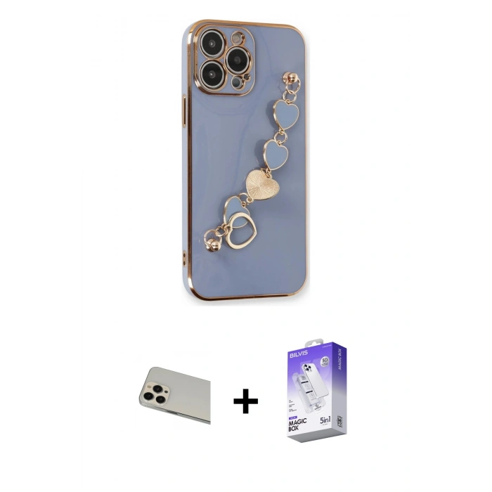 MARSİLYAN™- iPhone 13 Pro Max Kılıf Nova Işık Prime - Siyah Bilvis 5in1 3D Magic Cam Ekran Koruyucu + Rainbow Kamera Lens Koruma Cam - REGD