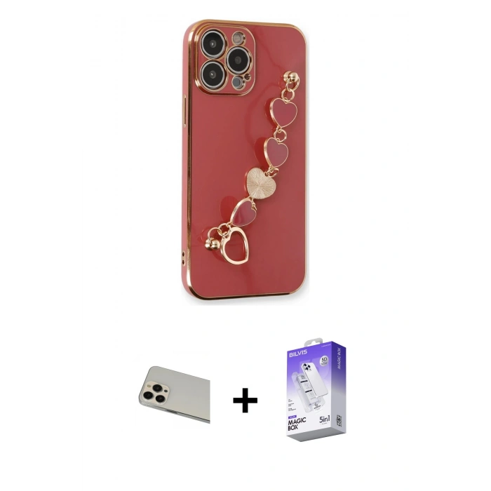 MARSİLYAN™- iPhone 13 Pro Max Kılıf Nova Işık Prime - Siyah Bilvis 5in1 3D Magic Cam Ekran Koruyucu + Rainbow Kamera Lens Koruma Cam - REGD